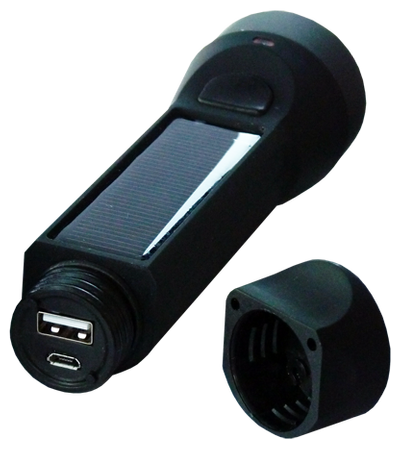 Salamander – wodoodporna solarna latarka 3W LED z bankiem energii